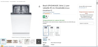 Lave-vaisselle Bosch Série 2 SPV2HKX42F45 cm à 358,07€