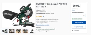 Scie à onglet PKS 1500 à 69,99€