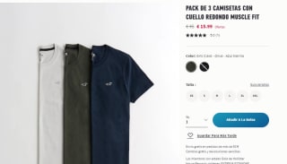 Pack 3 camisetas Hollister cuello redondo por 15,99€