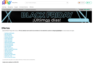 Black Friday en Giftsy 11% de cashback en tarjetas regalo de MediaMarkt, Airbnb, Zalando, The Fork, Ikea, Uber, Cinesa, etc. [ÚLTIMO DÍA]