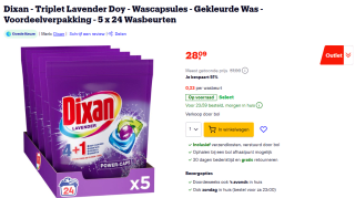 5x 24 Dixan Triplet Lavender Doy wascapsules voor €28,09 bij Bol