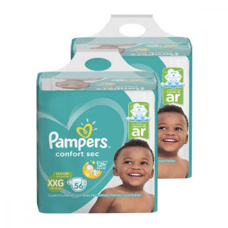 Kit de Fraldas da Pampers, modelo Confort Sec Super de 112 Uni - R$ 137,52