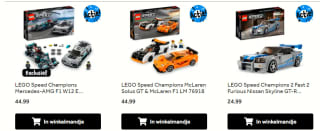 Alle Lego speed champions sets 2de voor de halve prijs bij Intertoys