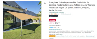 Sunnylaxx 2x4m Impermeable Toldo Vela de Sombra por 29,74€