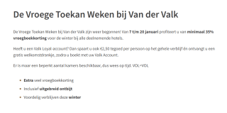 Vroege Toekan Weken bij Van der Valk tot 50% korting