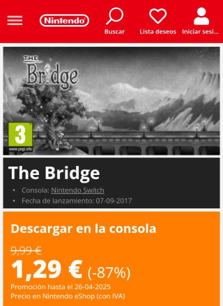 The Bridge Nintendo Switch por 1,29€.