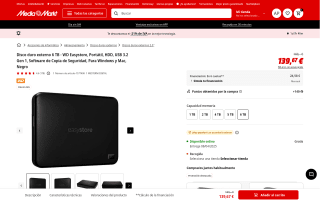 WD Easystore Disco Duro Externo 6 TB por 139,67€