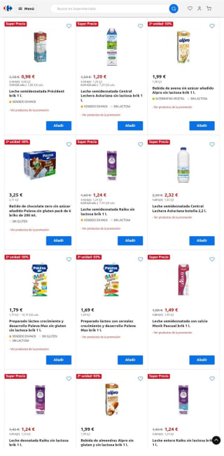 Las mejores Ofertas en Leche y Lacteos en Carrefour.
