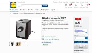 Máquina para pasta 220W Pantalla LCD por solo 39,99€