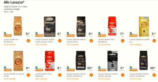 Alle Lavazza koffie 1+1gratis bij de AH