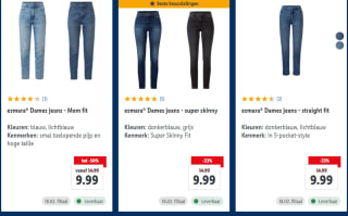 Diverse Esmara & LIVERGY dames en heren jeans voor €9,99 in de Lidl Webshop