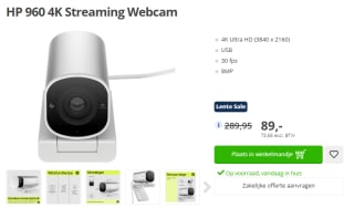 HP 960 4K resolutie Streaming Webcam voor €89 bij Paradigit.