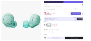 Auriculares "True Wireless" Sony WF-C500 por 29,63€