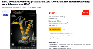 Lego Liebherr Rupsbandkraan voor €373,99 bij Bol