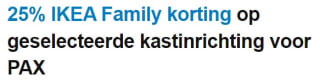 25% IKEA Family korting op geselecteerde kastinrichting voor PAX