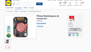 Pirineo hamburguesa de vacuno por 1,89€