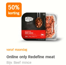 Alle Redefine meat 50% korting bij de AH