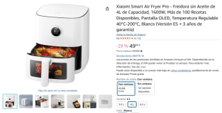 Xiaomi Smart Air Fryer Pro Freidora sin Aceite de 4L de Capacidad, 1600W por 49€