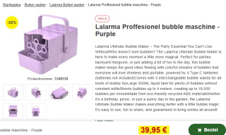 Lalarma bellenblaasmachine paars voor €39,95 bij Proshop