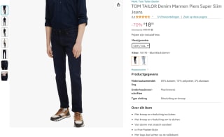 TOM TAILOR Denim Piers Super Slim herenjeans voor €18 bij Amazon