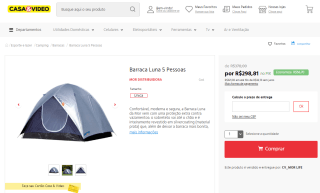 Barraca da Luna para 5 Pessoas - R$ 298,81