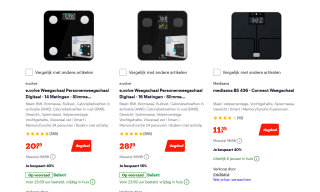 Tot 40% korting op weegschalen bij Bol