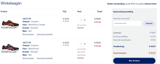 20% extra korting bij aankoop van 2 items bij Asics