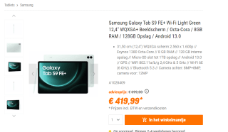 Samsung Galaxy Tab S9 FE Plus - WiFi - 128GB - Groen voor €419,99 bij Nnb