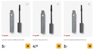 1+1 gratis op alle mascara bij de Hema