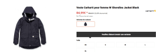 Carhartt Veste pour femme W Shoreline Jacket Noir à 84,99€