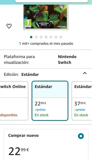 Minecraft Nintendo Switch por 19,90€.