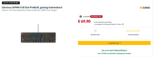 Glorious GMMK Full Size PreBuilt, gaming toetsenbord voor €69,90 bij Alternate