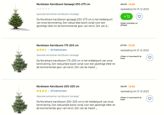 Alle Nordmann kerstbomen voor €10 bij de Gamma