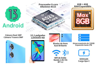 TECLAST P26T Tableta, (4+4)Max.8GB RAM, 128GB ROM, 10,1 pulgadas por 52,20€