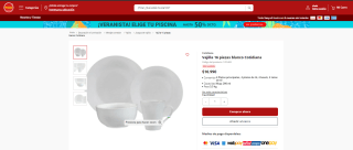 Vajilla Cotidiana blanca de 16 piezas por $16.990