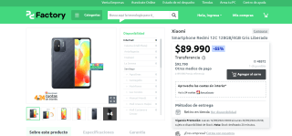 Smartphone Redmi 12C 128GB/4GB Gris Liberado por $89.990