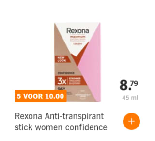 Rexona Maximum Protection 5 voor €10 bij AH