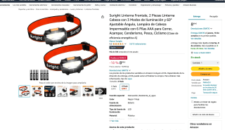 Linterna Frontal de Cabeza 2 Piezas con 3 Modos de Iluminación y 60° Ajustable e impermeable por solo 8,99€
