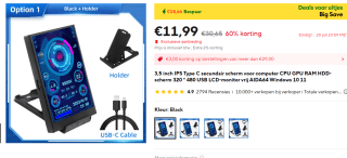 Gamers Mini Scherm – 3,5 Inch – Systeemmonitor voor Desktop voor €11,99 bij Aliexpress