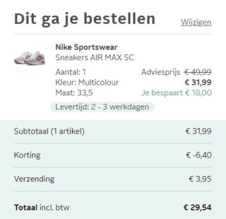 Nike Air Max SC junior schoenen maat 33,5 voor €29,54 dmv code bij Otto