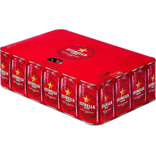 Pack de 24×33cl Cerveza Estrella Damm por 11,50€.
