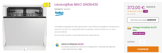 Lavavajillas BEKO DIN36430 de 14 cubiertos por 362€