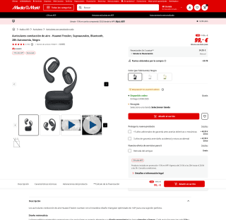 Huawei FreeArc Supraaurales Bluetooth 28h Autonomía por solo 84,15€