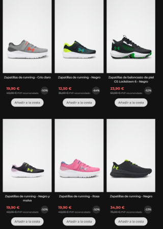 Oferta hasta 75% descuento Under Armour ropa y calzado