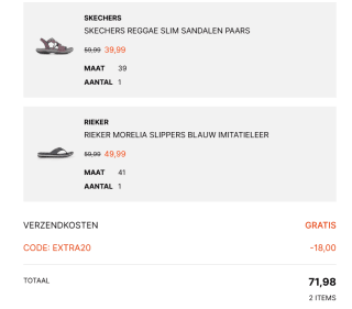 20% extra kassa korting op de sale van Ziengs