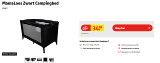 MamaLoes Zwart Campingbed ML030101 voor €34,99 bij Kruidvat