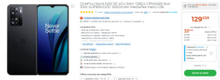 Smartphone OnePlus Nord N20 SE 4Go Ram 128Go CPH2469 Noir à 129,99€