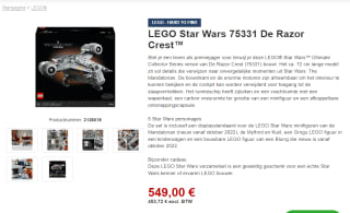 LEGO Star Wars 75331 De Razor Crest voor €549 bij Proshop