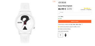 Reloj unisex de la marca Guess en color blanco o negro por sólo 46,99€