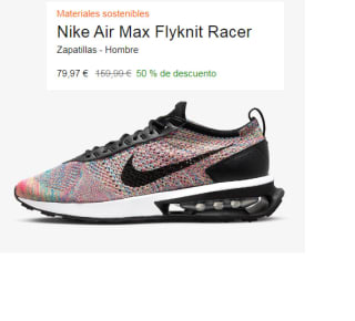 Zapatillas de Running para Hombre Nike Air Max Flyknit Racer por 79.97€